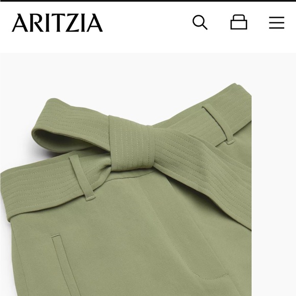 Aritzia Tie-Front Pant with belt -Hunter Green perfect condition size 00 (short) - Picture 3 of 9